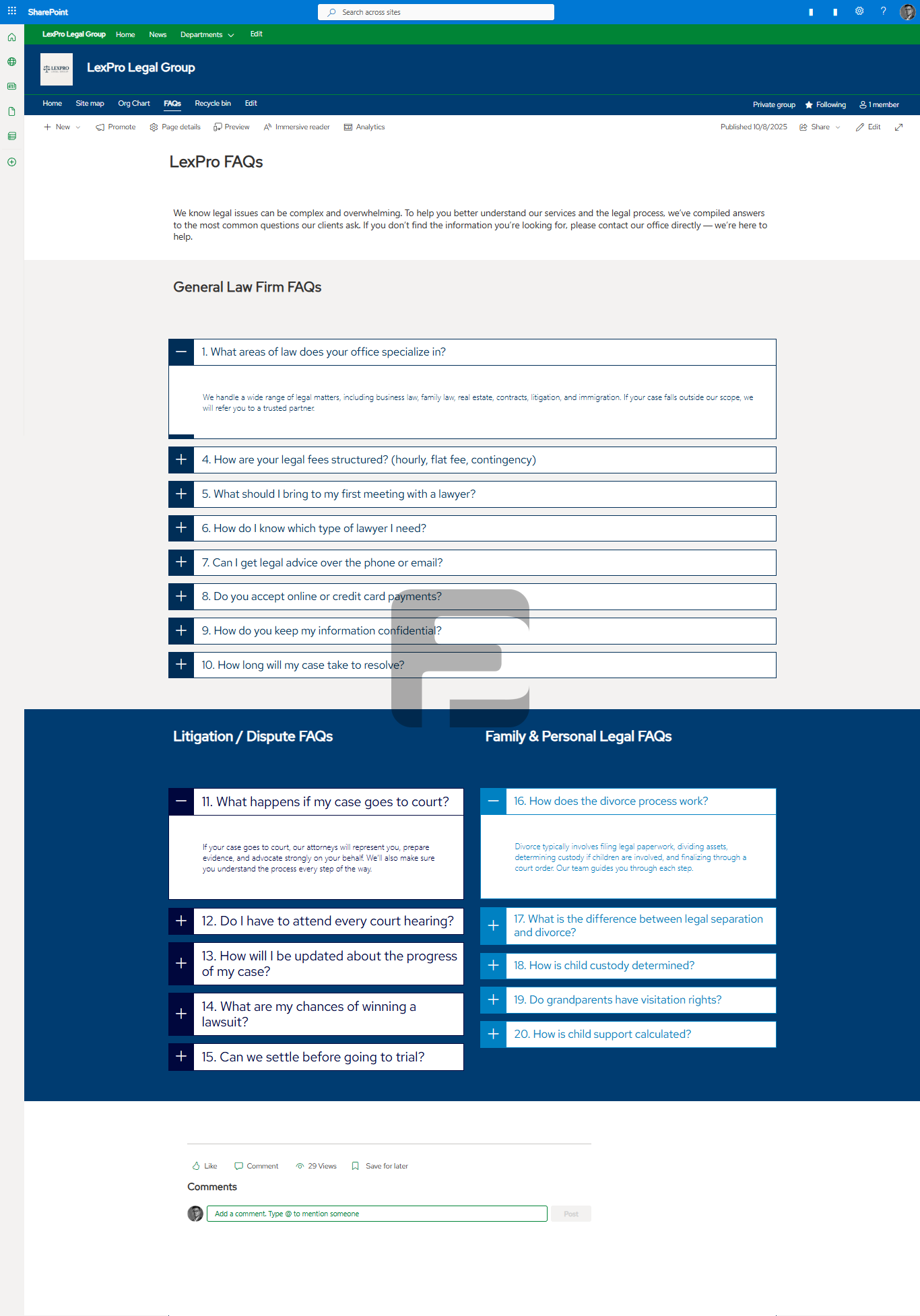 SharePoint Template — Volunteer Center