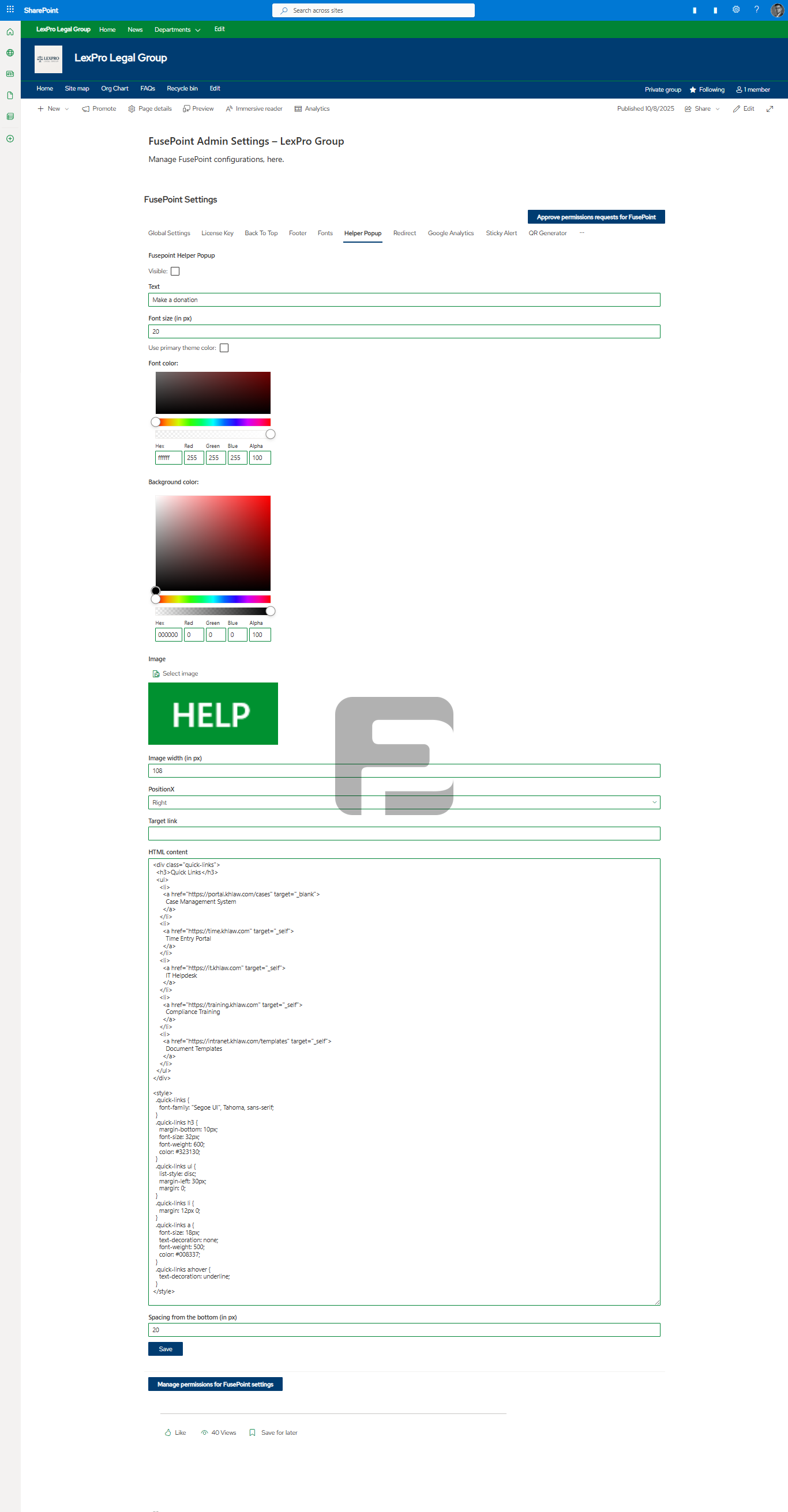 SharePoint Template — Department